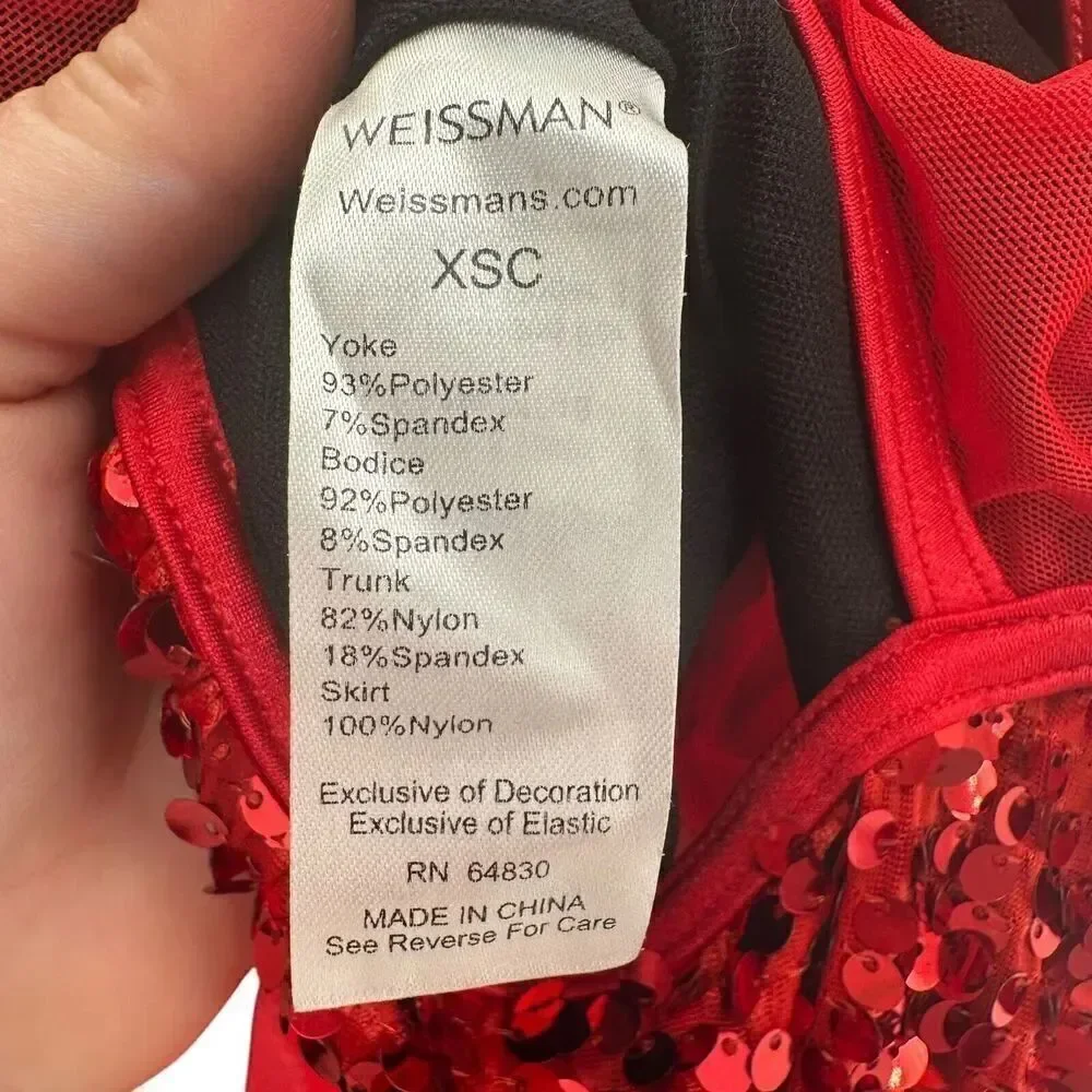 Weissman Ballet Dress Size XSC Tutu Red Sequin Pink Orange Style 14218 Dance